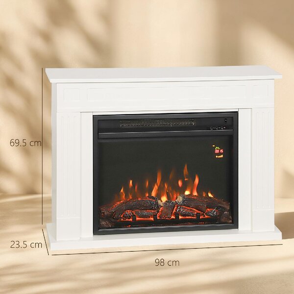 DecHome Camino Elettrico con Fiamma a 5 Luminosit, Telecomando e Timer, 98x23.5x69.5 cm colore Bianco/Nero - R355WT