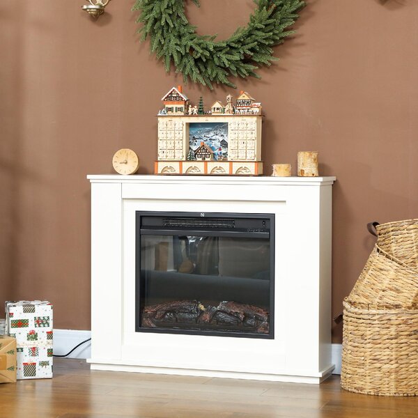 DecHome Camino Elettrico con Fiamma a 12 Colori e 5 Luminosit, Telecomando e Timer, 98x25x80 cm colore Bianco/Nero - R354WT