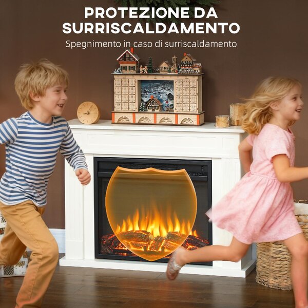DecHome Camino Elettrico con Fiamma a 5 Luminosit, Telecomando e Timer, 98x23.5x69.5 cm colore Bianco/Nero - R355WT