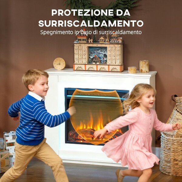 DecHome Camino Elettrico con Fiamma a 12 Colori e 5 Luminosit, Telecomando e Timer, 98x25x80 cm colore Bianco/Nero - R354WT