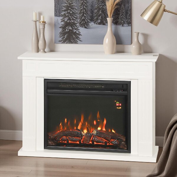 DecHome Camino Elettrico con Fiamma a 5 Luminosit, Telecomando e Timer, 98x23.5x69.5 cm colore Bianco/Nero - R355WT