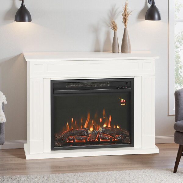 DecHome Camino Elettrico con Fiamma a 5 Luminosit, Telecomando e Timer, 98x23.5x69.5 cm colore Bianco/Nero - R355WT