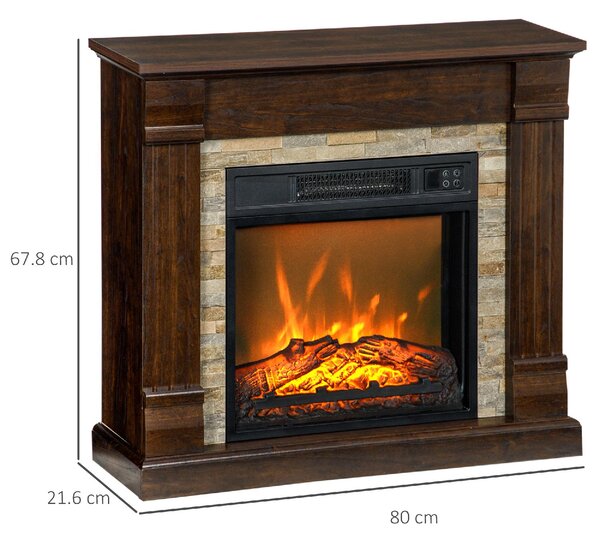 DecHome Camino Elettrico da Incasso a Terra con Timer Fiamma e Temperatura Regolabile 80x21.6x67.8 cm colore Marrone - W697DR