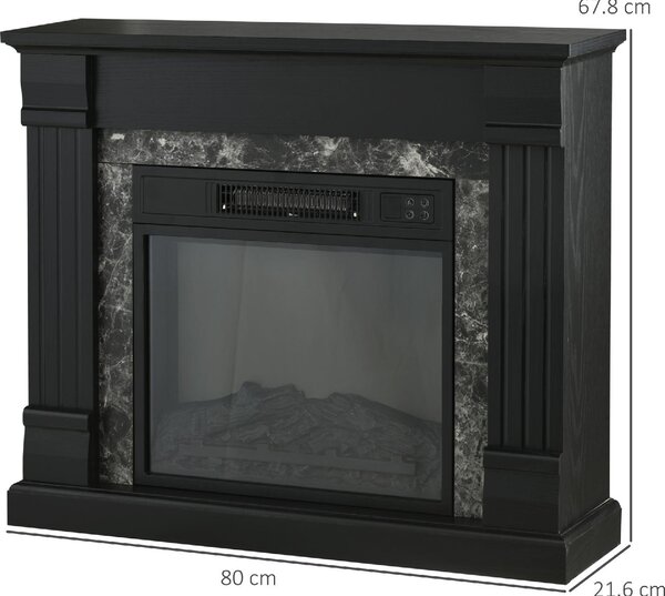 DecHome Camino Elettrico da Incasso a Terra con Timer, Fiamma e Temperatura Regolabile, 80x21.6x67.8 cm colore Nero - 860DHBK