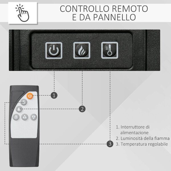 DecHome Camino Elettrico da Terra 1800W con Effetto Fiamma Telecomando Timer e Temperatura Regolabile colore Bianco - W698WT