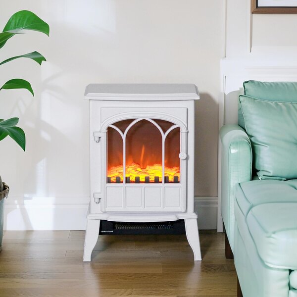 DecHome Camino Elettrico da Terra Potenza 1000W / 2000W con Effetto Fiamma Regolabile 39x23x56.5 cm colore Bianco - W701WT