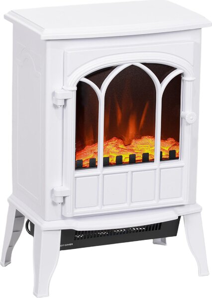 DecHome Camino Elettrico da Terra Potenza 1000W / 2000W con Effetto Fiamma Regolabile 39x23x56.5 cm colore Bianco - W701WT