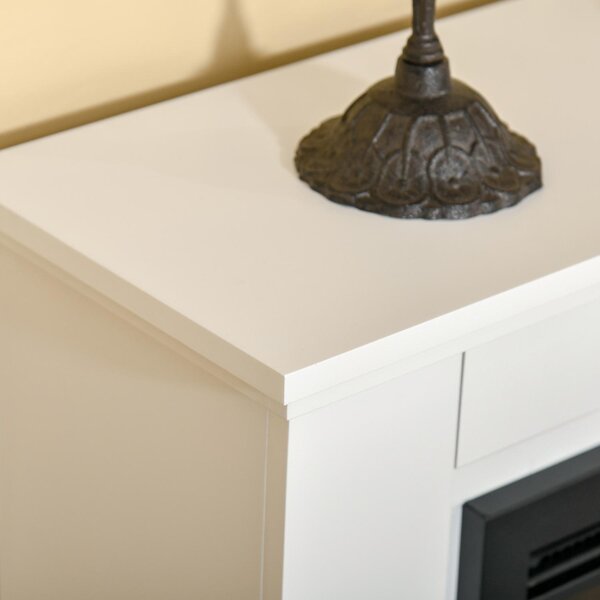 DecHome Camino Elettrico Effetto Fiamma Realistico con Cornice in Legno Bianco
