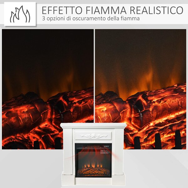 DecHome Camino Elettrico da Terra 1800W con Effetto Fiamma Telecomando Timer e Temperatura Regolabile colore Bianco - W698WT