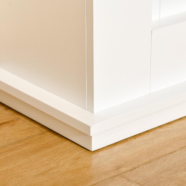 DecHome Camino Elettrico Effetto Fiamma Realistico con Cornice in Legno Bianco