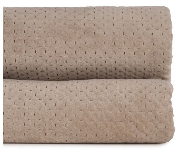 Copriletto beige in velluto con rivestimento trapuntato 240x260 cm – Ixia