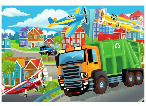 Carta da parati – Camion dei rifiuti in città