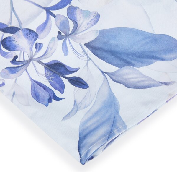Completo Lenzuola In Percalle Florry Matrimoniale - 250X290 175X205 + 2 Federe 50X80 Mirabello Floreale Blu Caleffi