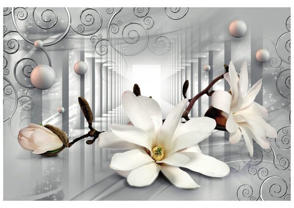 Carta da parati – Magnolia con Sfondo Astratto