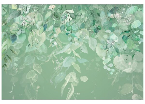 Carta da parati – Foglie Verde Pastello