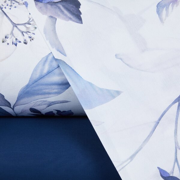 Completo Lenzuola In Percalle Florry Matrimoniale - 250X290 175X205 + 2 Federe 50X80 Mirabello Floreale Blu Caleffi