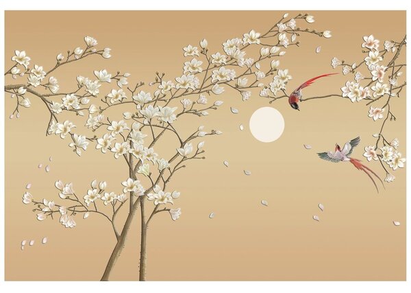 Carta da parati – Uccellini sui rami d'albero