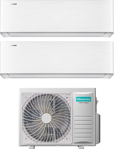Hisense Climatizzatore Dual Split Inverter 9000+9000 Btu Condizionatore con Pompa di Calore Classe A++/A+ Gas R32 Wi-Fi (Unit Interna + Unit Este