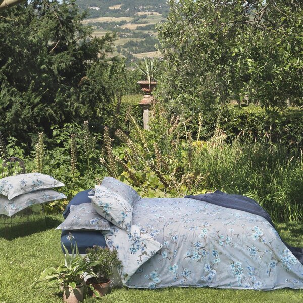 Copripiumino Con Federe In Percalle Blossom Peach Matrimoniale - 255X255 + 2 Federe50X80 Mirabello Floreale Turchese Caleffi