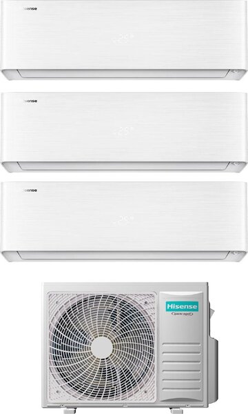 Hisense Climatizzatore Trial Split Inverter 9000+9000+9000 Btu Condizionatore con Pompa di Calore Classe A++/A++ Gas R32 Wi-Fi (Unit Interna + Uni
