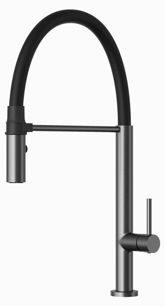 Granitan | Rubinetto da cucina - Alto - Gomito - Supporto magnetico - Flessibile - Nero e canna di fucile - Rubinetto da cucina - Testa in Vetroceramica - SCALA