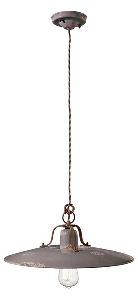 Sospensione da Interno COUNTRY RETRO IN MATERIALE CERAMICO Diametro ? 40cm 1,70 kg - Attacco Lampada E27 max 77W interno VINTAGE Tortora