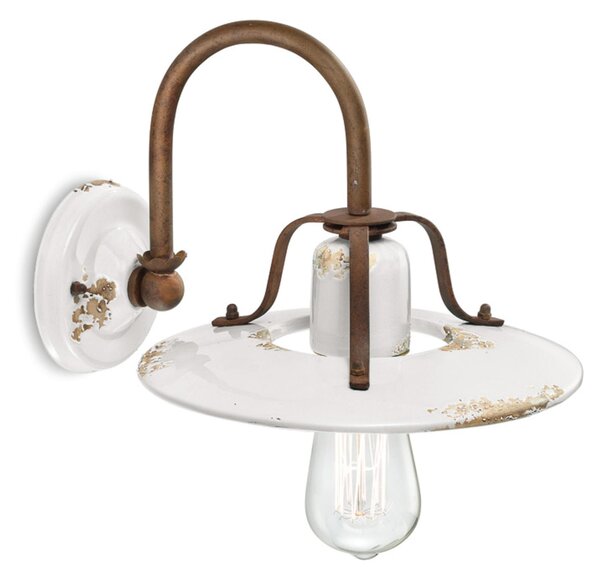 Applique Lampada da Muro Retr�, COUNTRY H 21 cm Sp 30 cm25 cm peso 1,20 kg - Attacco Lampada E27 interno VINTAGE bianco