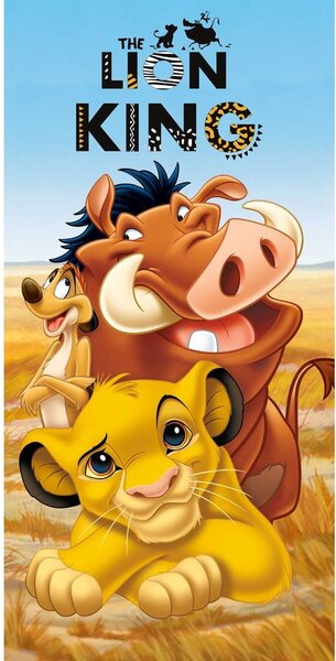 Asciugamano per bambini blu/marrone in cotone 70x140 cm Lion King – Jerry Fabrics