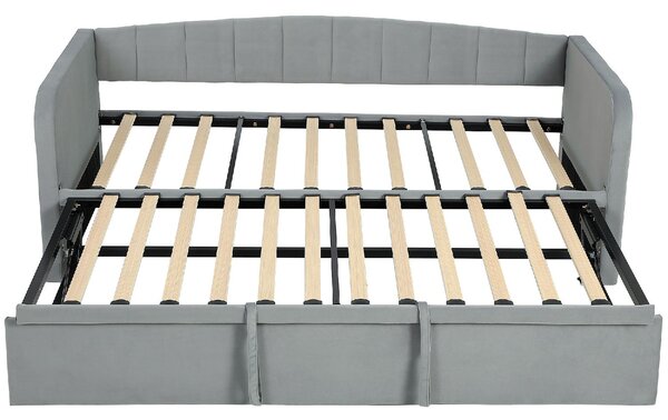 DecHome Divano Letto 3 Posti Moderno in Velluto Dimensioni 205x186x75 cm colore Grigio Chiaro