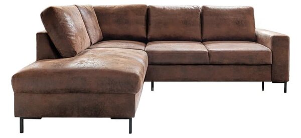 Divano letto angolare in similpelle marrone (angolo sinistro) Lofty Lilly - Miuform
