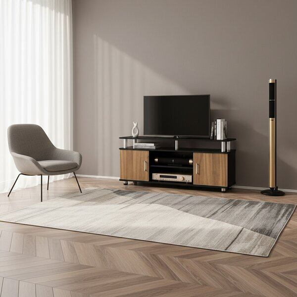DecHome Mobile TV Moderno 2 Ante 2 Vani a Giorno in Legno e Alluminio Dimensioni 120x40x52,2 cm colore Legno/Nero