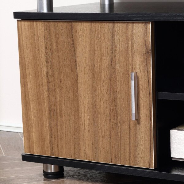 DecHome Mobile TV Moderno 2 Ante 2 Vani a Giorno in Legno e Alluminio Dimensioni 120x40x52,2 cm colore Legno/Nero