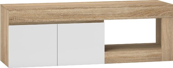DecHome Mobile TV Moderno 2 Ante 1 Vano a Giorno Dimensioni 140x40x48 cm colore Bianco/Legno