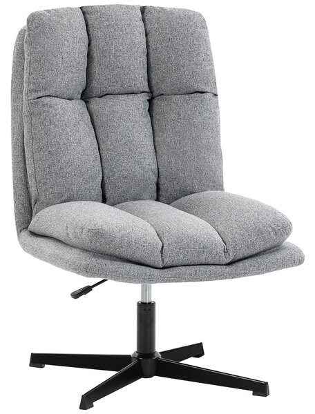 HOMCOM Poltrona Salotto Girevole Poltroncina Effetto Lino, Grigio Chiaro | Aosom Italy