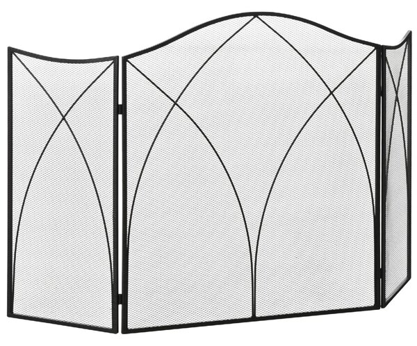 DecHome Parascintille Camino a 3 Parti Pieghevole in Metallo 126x2x76 cm colore Nero - 34263S500