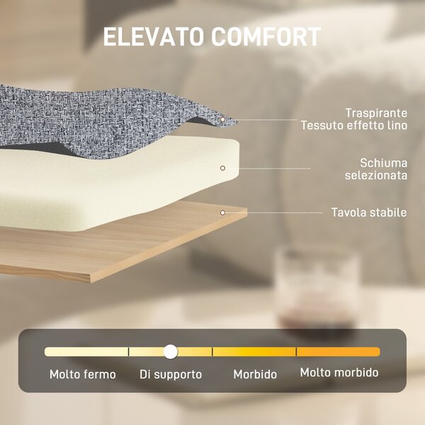 HOMCOM Poltrona Salotto Girevole Poltroncina Effetto Lino, Grigio Chiaro | Aosom Italy