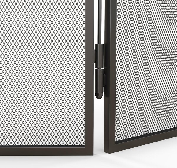 DecHome Parascintille Camino Pieghevole a 3 Pannelli in Metallo 96x1.3x56 cm colore Nero - BKJ52R