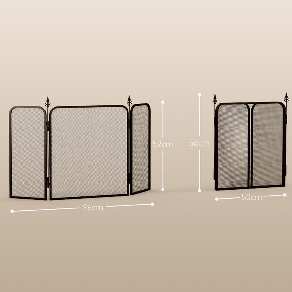 DecHome Parascintille Camino Pieghevole a 3 Pannelli in Metallo 96x1.3x56 cm colore Nero - BKJ52R