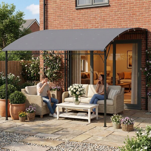 Outsunny Gazebo Pergolato da Giardino con Fori di Drenaggio 3.8x2.8m Grigio | Aosom Italy