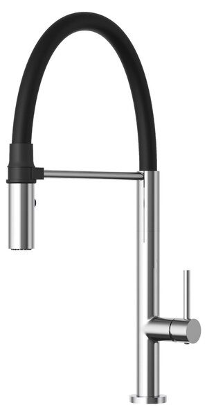 Granitan | Rubinetto da cucina - Alto - Gomito - Supporto magnetico - Flessibile - Nero e argento - Rubinetto da cucina - Testa in Vetroceramica - SCALA