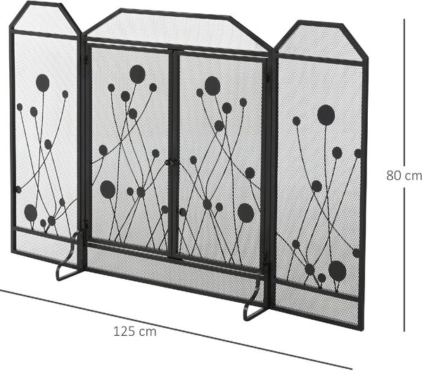 DecHome Parascintille Per Caminetto Pieghevole Porta Magnetica 125x80 cm - 830D76