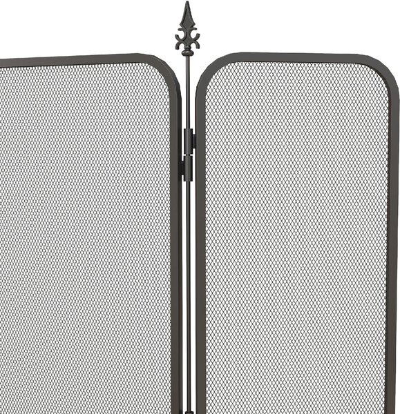 DecHome Parascintille Camino Pieghevole a 3 Pannelli in Metallo 96x1.3x56 cm colore Nero - BKJ52R