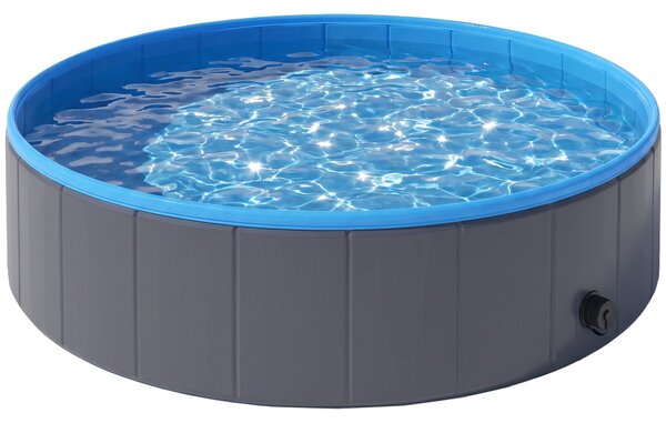 PawHut Piscina Pieghevole per Cani per Taglie Grandi e Medi, con Fondo Antiscivolo per Anatre, Interno ed Esterno, 120x30 cm, Blu e Grigio Scuro | Aosom Italy