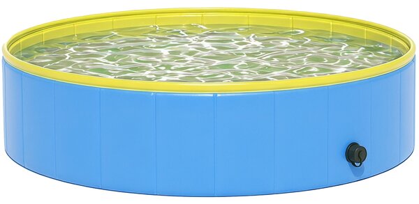PawHut Piscina Pieghevole per Cani per Taglie Grandi e Medi, con Fondo Antiscivolo per Anatre, Interno ed Esterno, 120x30 cm, Blu e Giallo | Aosom Italy