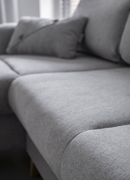Divano letto angolare grigio chiaro, angolo sinistro Scandic Lagom - Miuform