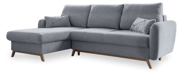 Divano letto angolare grigio chiaro, angolo sinistro Scandic Lagom - Miuform