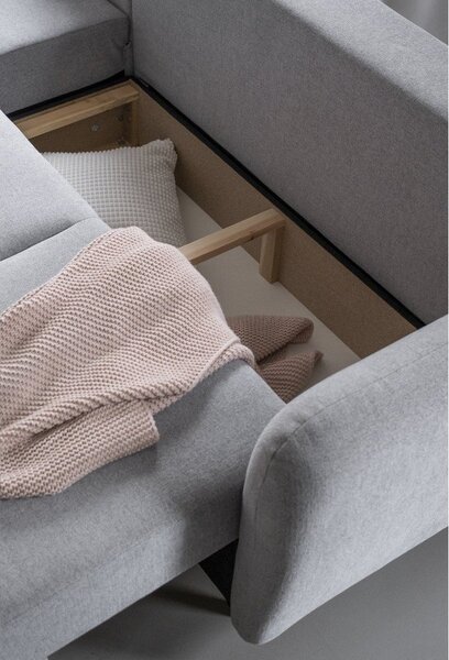 Divano letto angolare grigio chiaro, angolo sinistro Scandic Lagom - Miuform