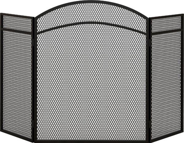 DecHome Parascintille per Camino Pieghevole a 3 Pannelli in Metallo con Design Classico 96x60cm colore Nero - 280BKS502
