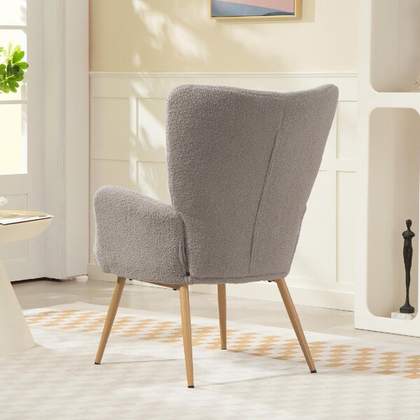 DecHome Poltrona Moderna in Tessuto effetto Teddy Dimensioni 71x74x94,5 colore Grigio