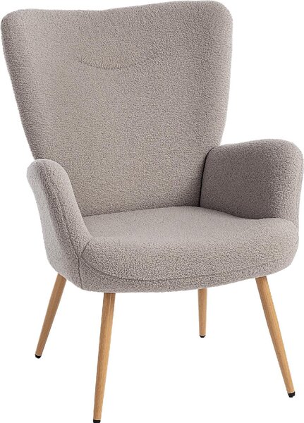 DecHome Poltrona Moderna in Tessuto effetto Teddy Dimensioni 71x74x94,5 colore Grigio